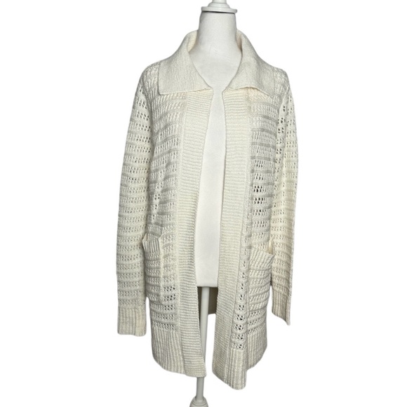 CAbi Open Stitch Cardigan White - Picture 2 of 7